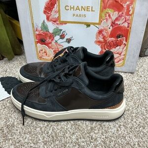 Cole Haan Men's Black and Brown Sneakers with Cream Sole